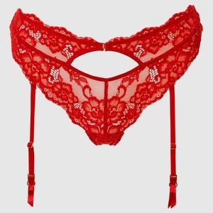 La Senza Lace Cheeky Garter Panty red size medium